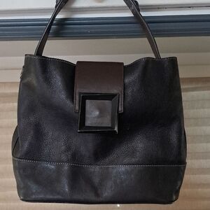 Chic Dark Brown Leather Shoulder Bag